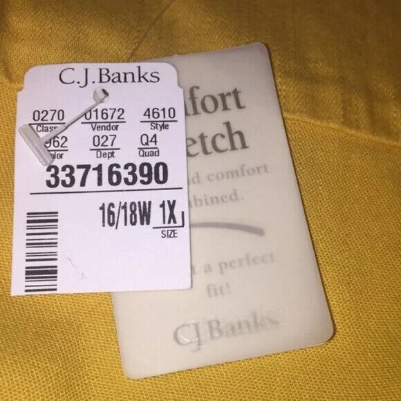 CJ Banks Stretch Woman’s Cotton Jean Jacket Plus Size 1X (16/18W) Mustard Color - Picture 6 of 10